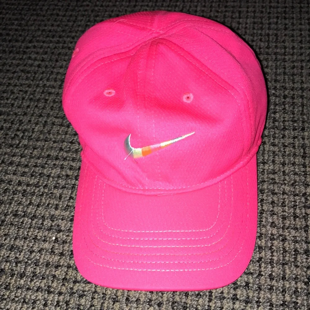 Nike Kids Hot Pink Cap‎ with Multicolor Swoosh